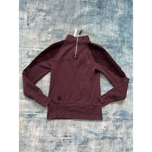 Lululemon Floral Flock Pullover in Black Cherry Size 4 - Picture 9 of 9